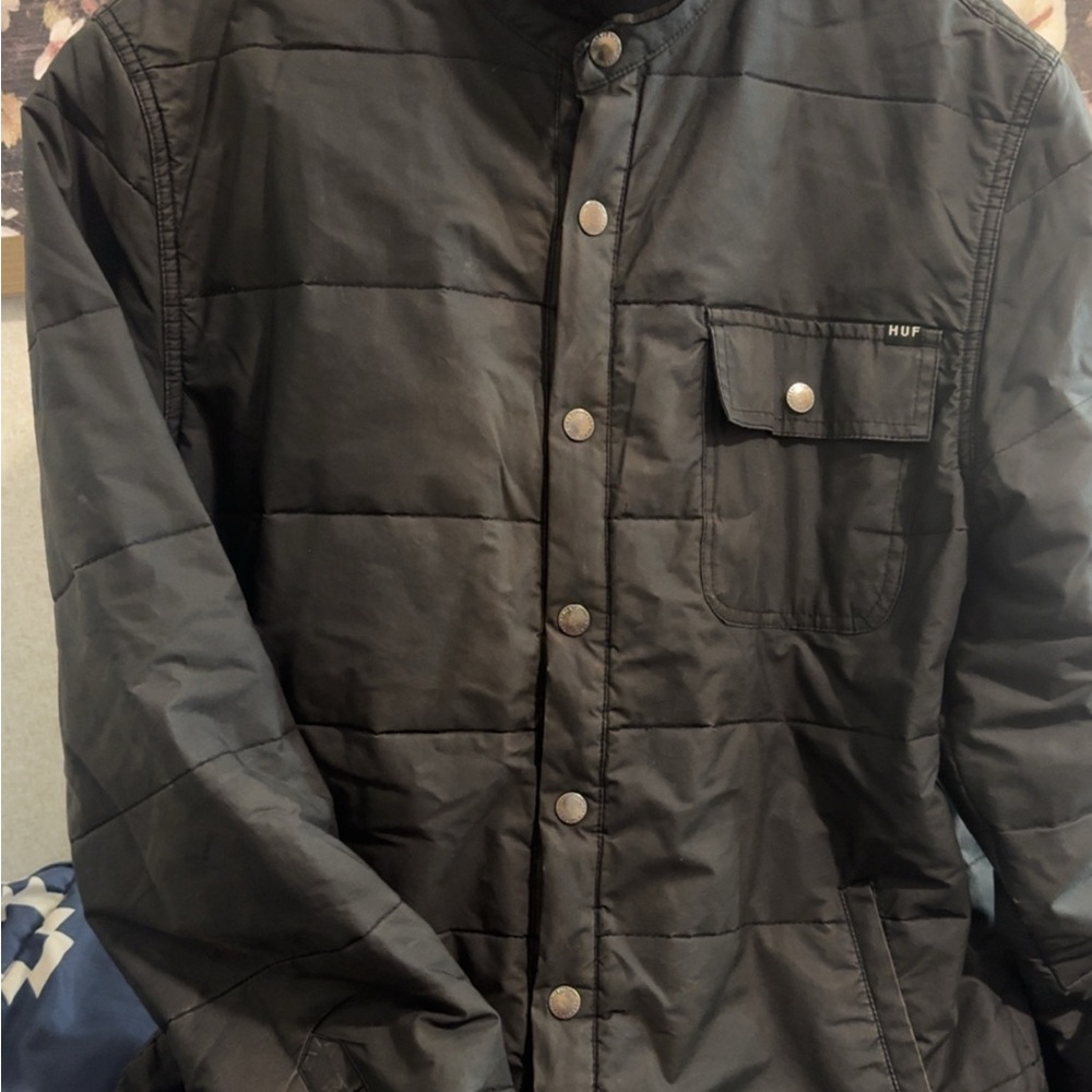 HUF Black Puffer Jacket Quilted Insulation